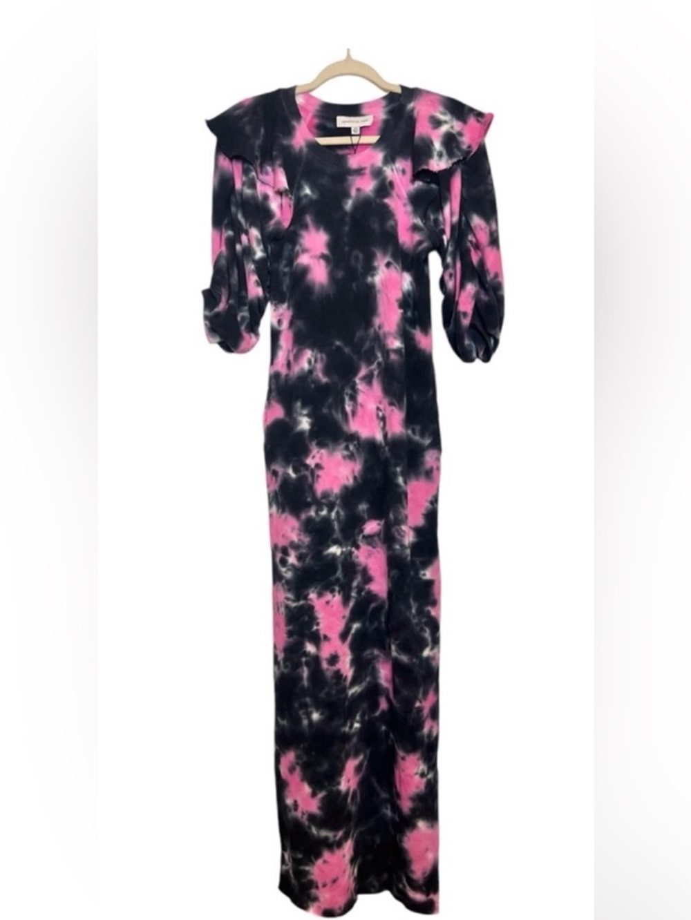 SOMETHING NAVY Meghan Tie Dye Ruffle Sweatshirt Maxi Dress
